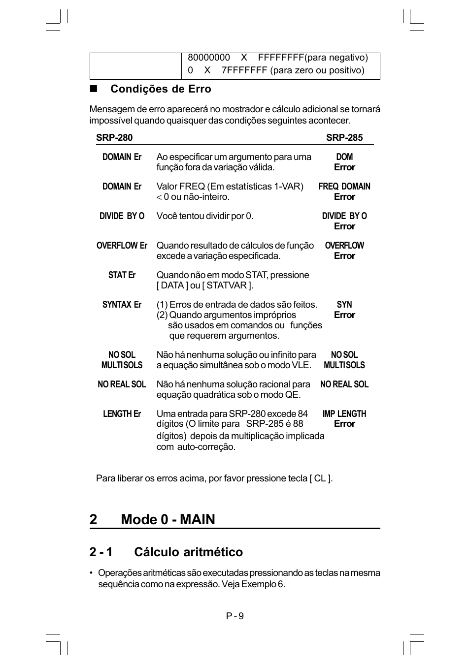 2mode 0 - main, 2 - 1 cálculo aritmético | CITIZEN SRP-280 User Manual | Page 44 / 200