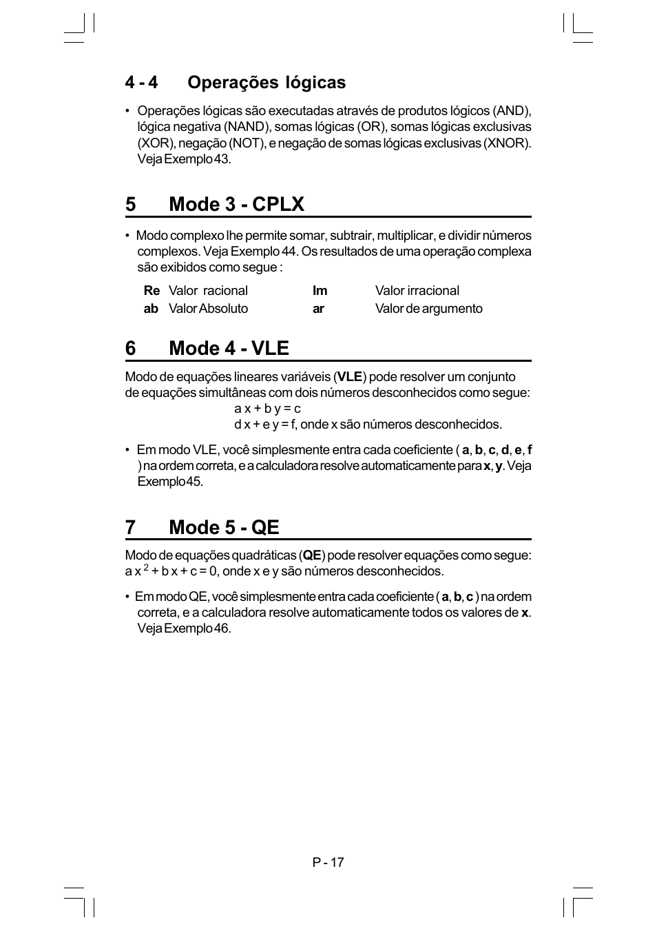 5mode 3 - cplx, 6mode 4 - vle, 7mode 5 - qe | 4 - 4 operações lógicas | CITIZEN SRP-280 User Manual | Page 52 / 200