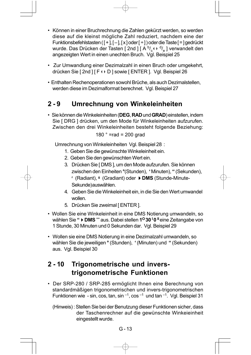 2 - 9 umrechnung von winkeleinheiten | CITIZEN SRP-280 User Manual | Page 65 / 200