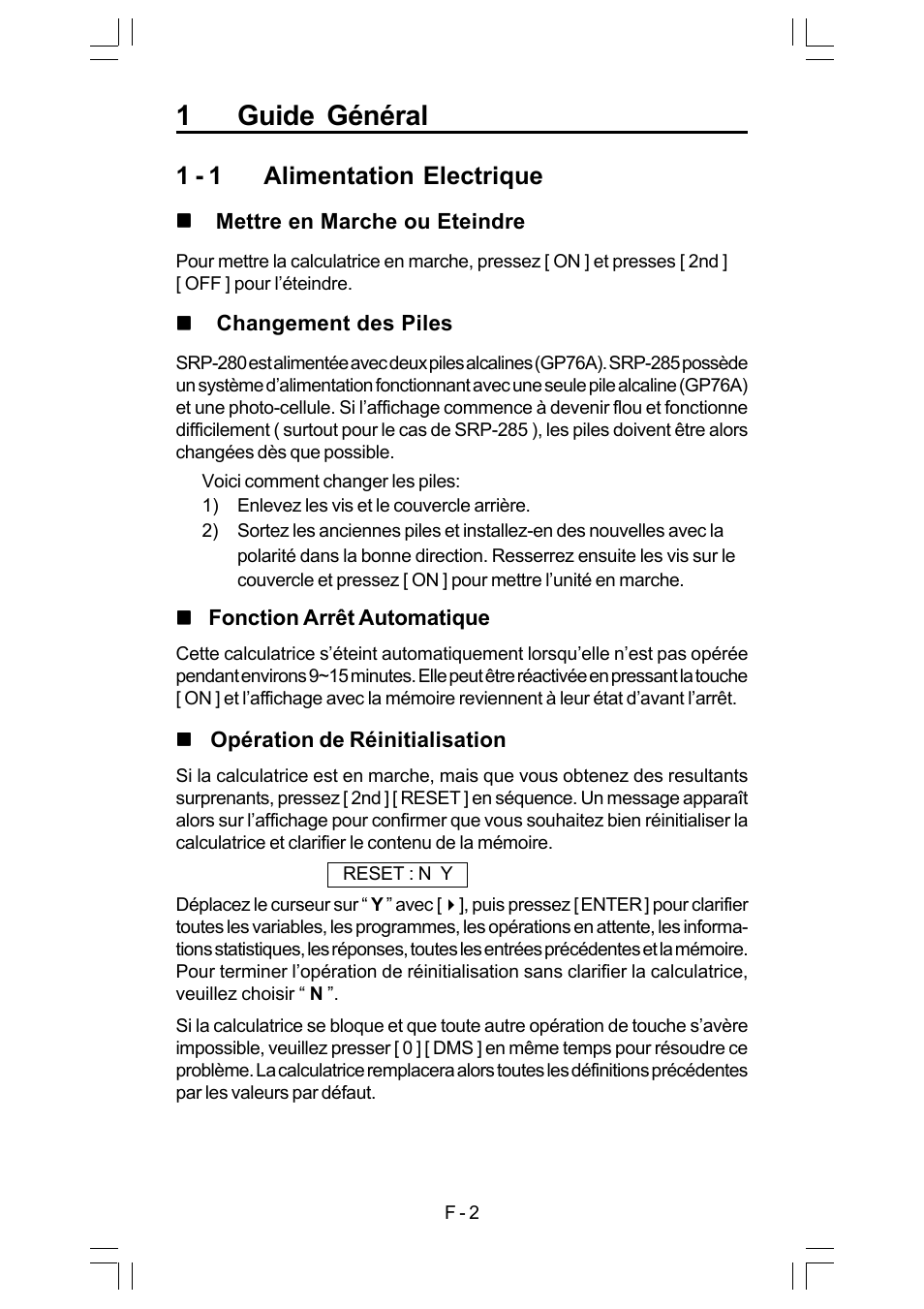 1guide général, 1 - 1 alimentation electrique | CITIZEN SRP-280 User Manual | Page 72 / 200