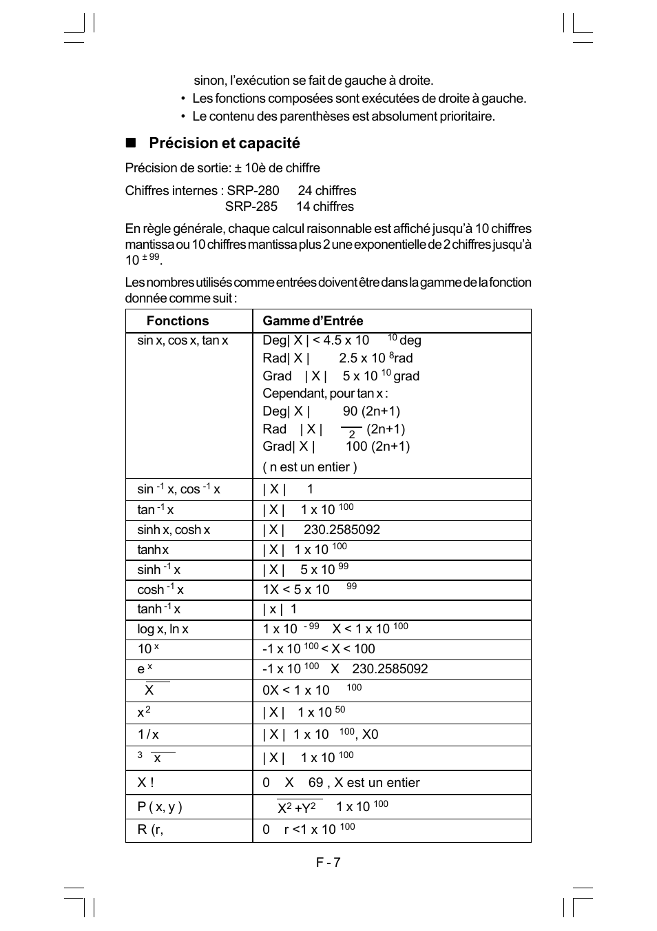 Précision et capacité | CITIZEN SRP-280 User Manual | Page 77 / 200