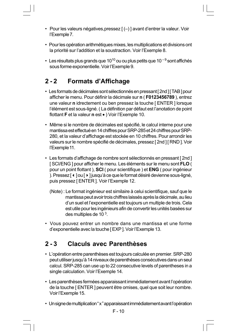 2 - 2 formats d’affichage, 2 - 3 claculs avec parenthèses | CITIZEN SRP-280 User Manual | Page 80 / 200