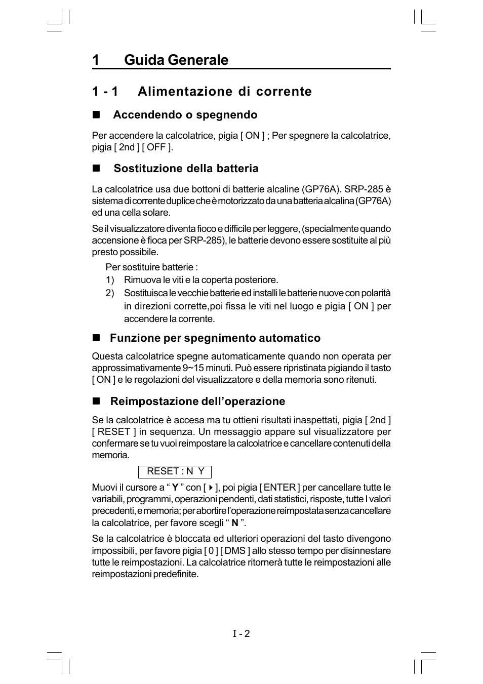 1guida generaie, 1 - 1 alimentazione di corrente | CITIZEN SRP-280 User Manual | Page 89 / 200