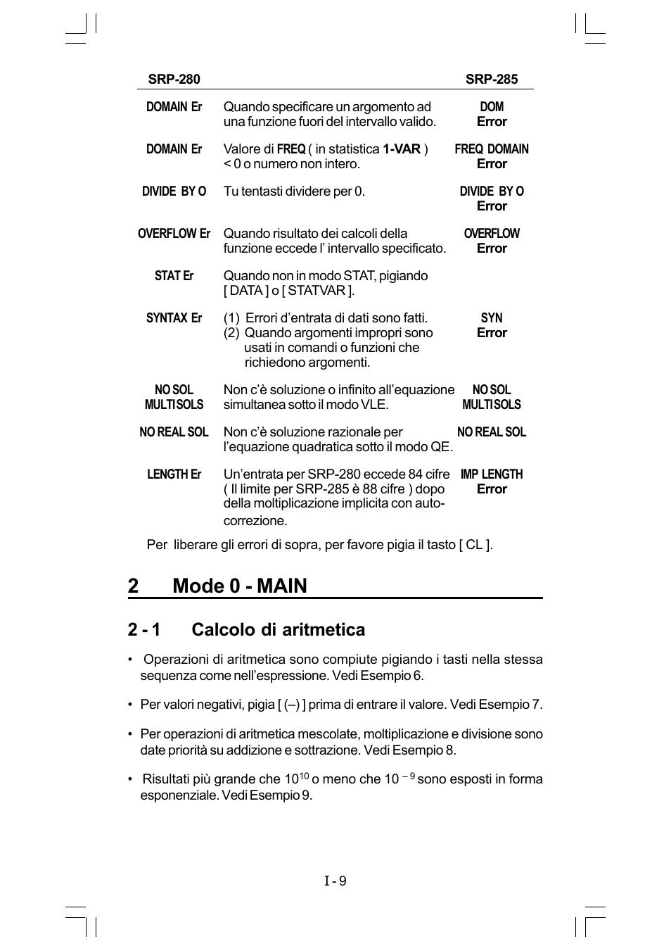 2mode 0 - main, 2 - 1 calcolo di aritmetica | CITIZEN SRP-280 User Manual | Page 96 / 200