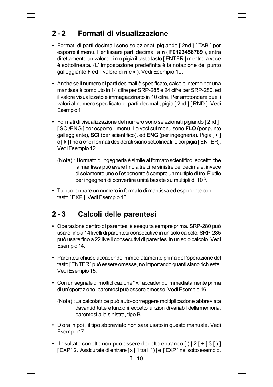 2 - 2 formati di visualizzazione, 2 - 3 calcoli delle parentesi | CITIZEN SRP-280 User Manual | Page 97 / 200