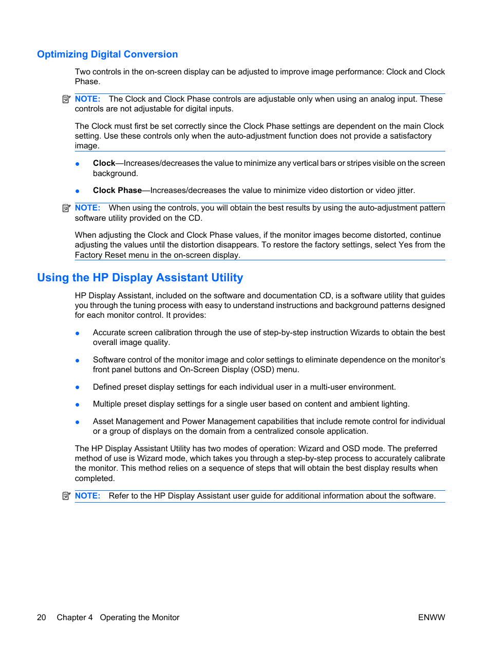 Optimizing digital conversion, Using the hp display assistant utility | HP Monitor LE1901wm User Manual | Page 26 / 45