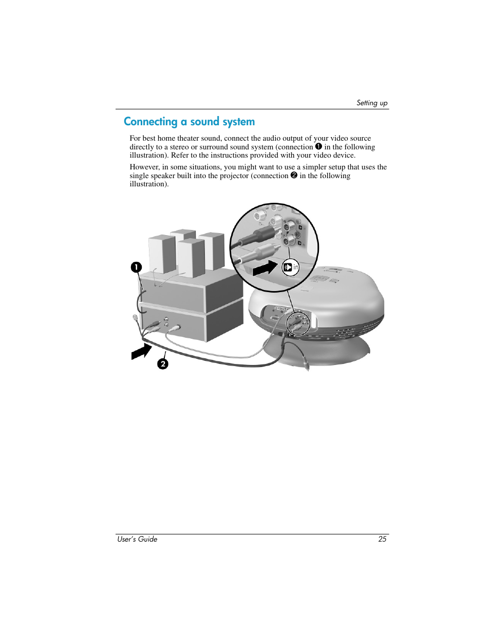 Connecting a sound system | HP ep7100 Series User Manual | Page 25 / 84