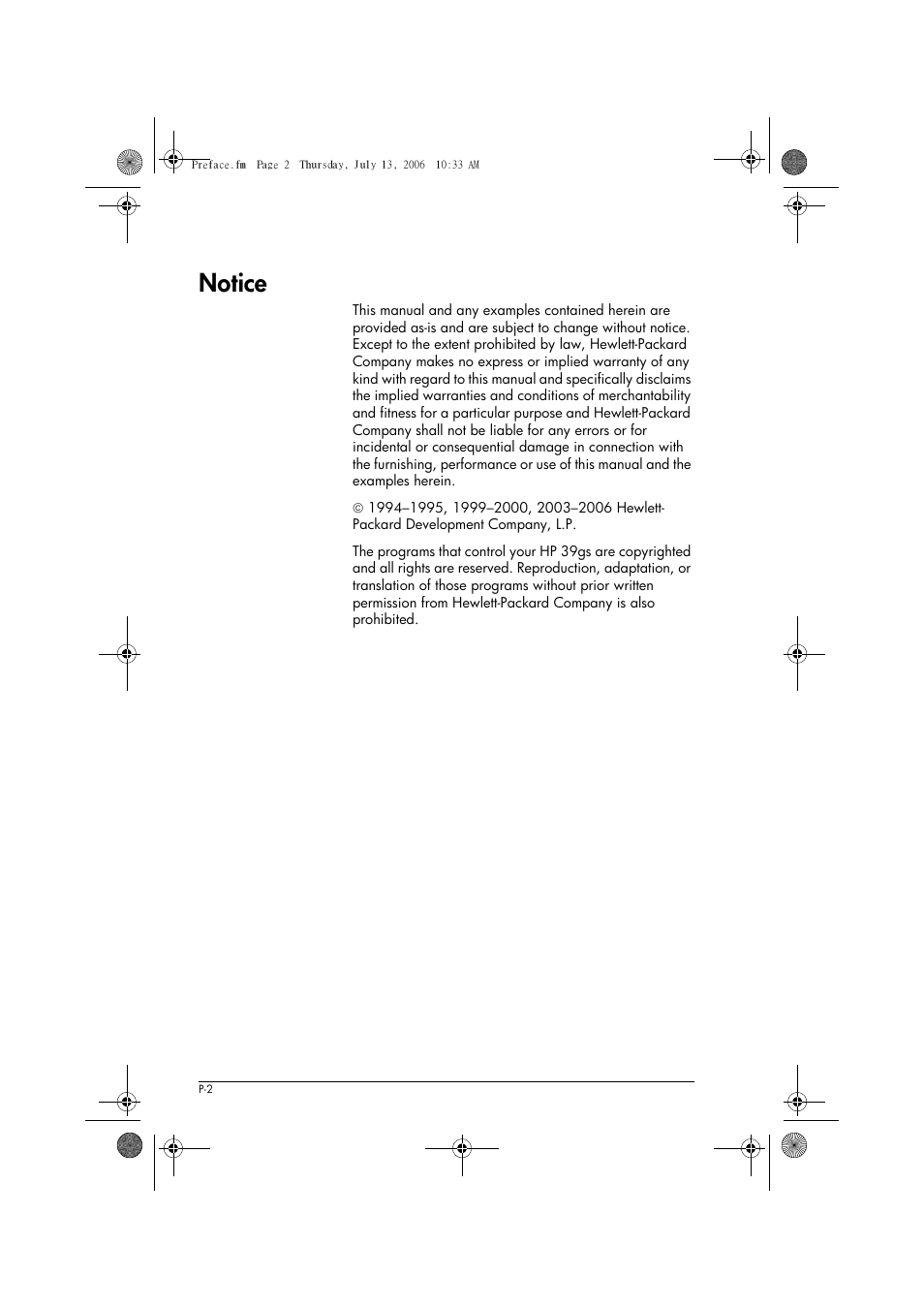 Notice | HP 39gs User Manual | Page 10 / 314