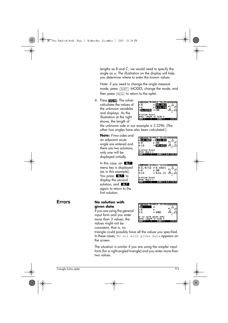 Errors | HP 39gs User Manual | Page 101 / 314