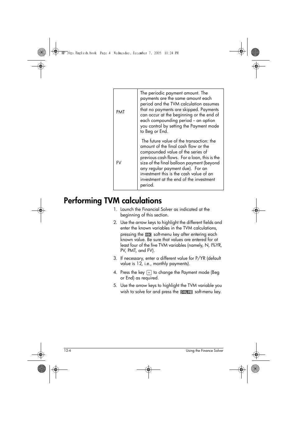 Performing tvm calculations | HP 39gs User Manual | Page 148 / 314