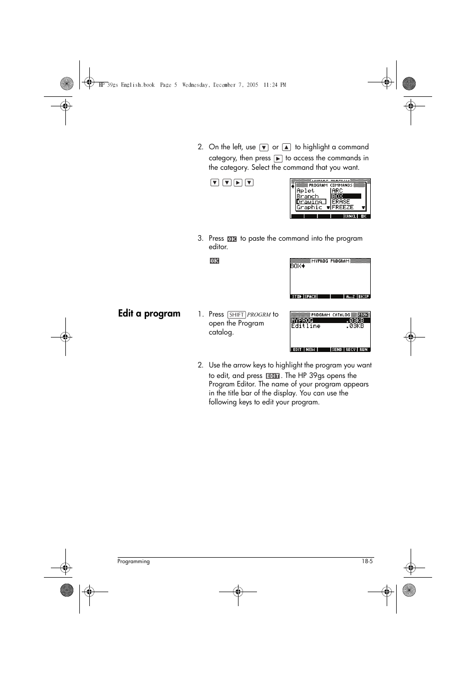 Edit a program | HP 39gs User Manual | Page 227 / 314