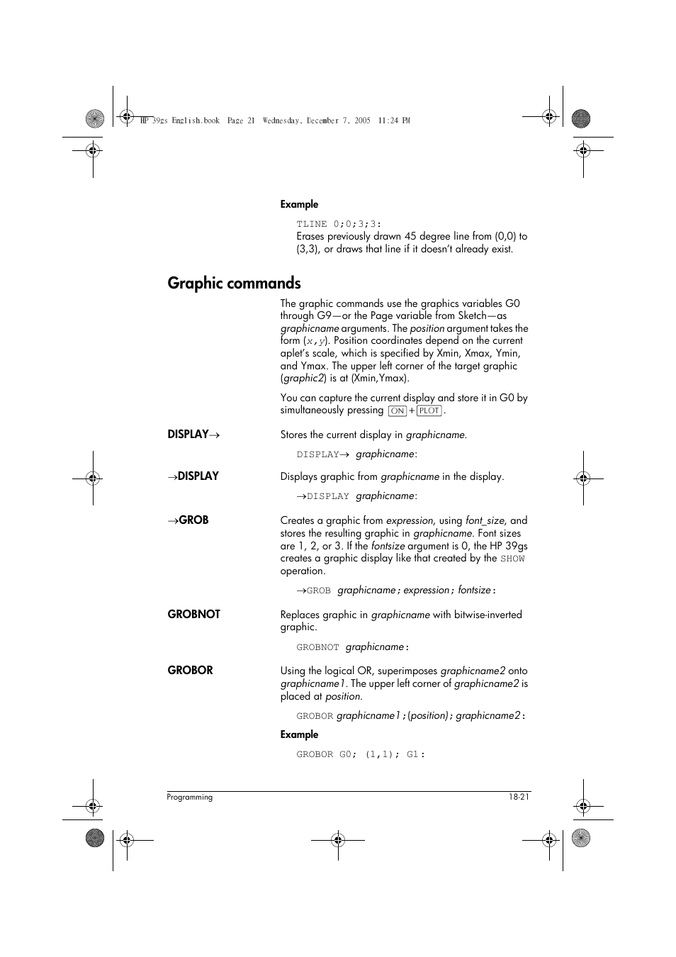 Graphic commands | HP 39gs User Manual | Page 243 / 314