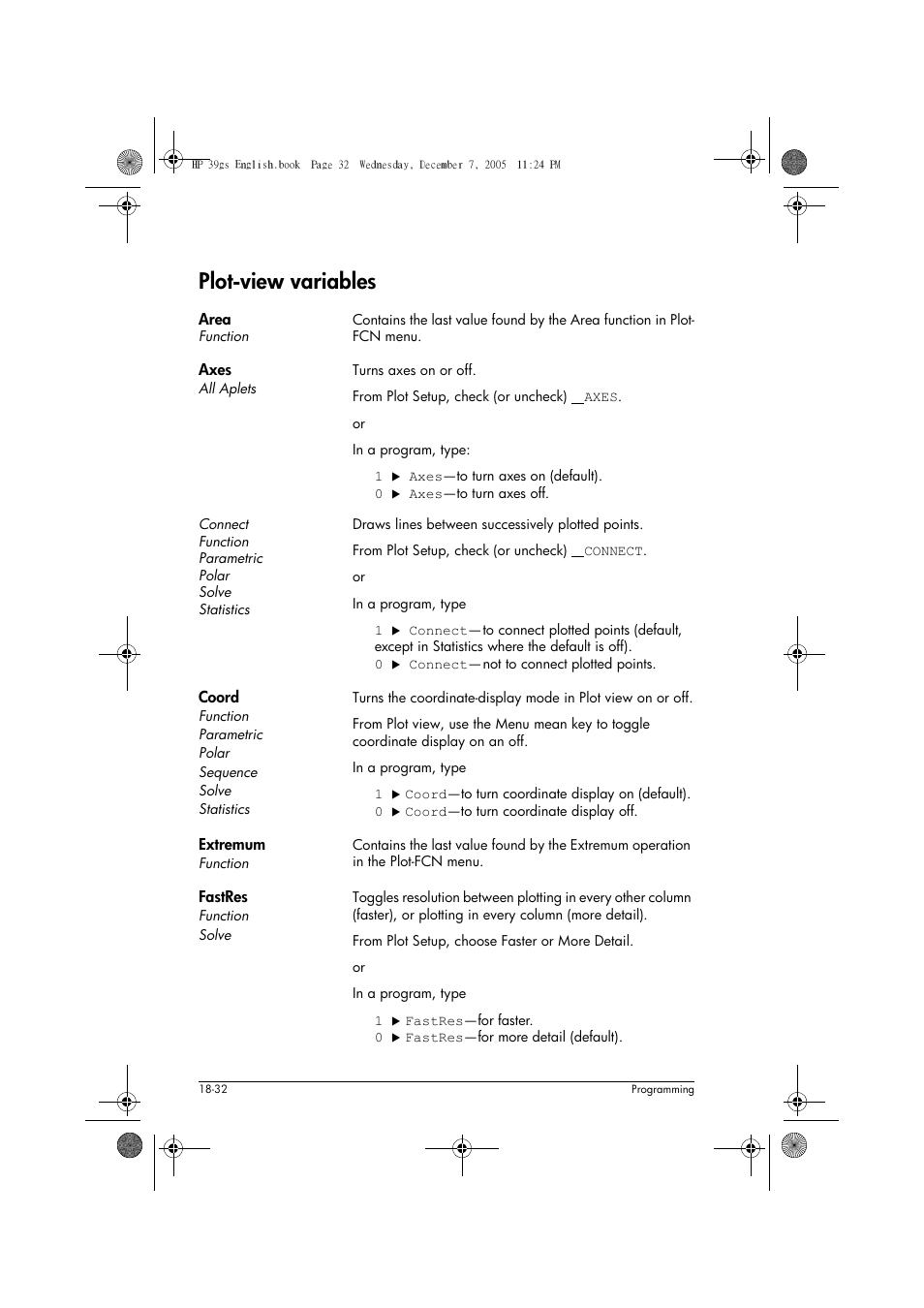 Plot-view variables | HP 39gs User Manual | Page 254 / 314