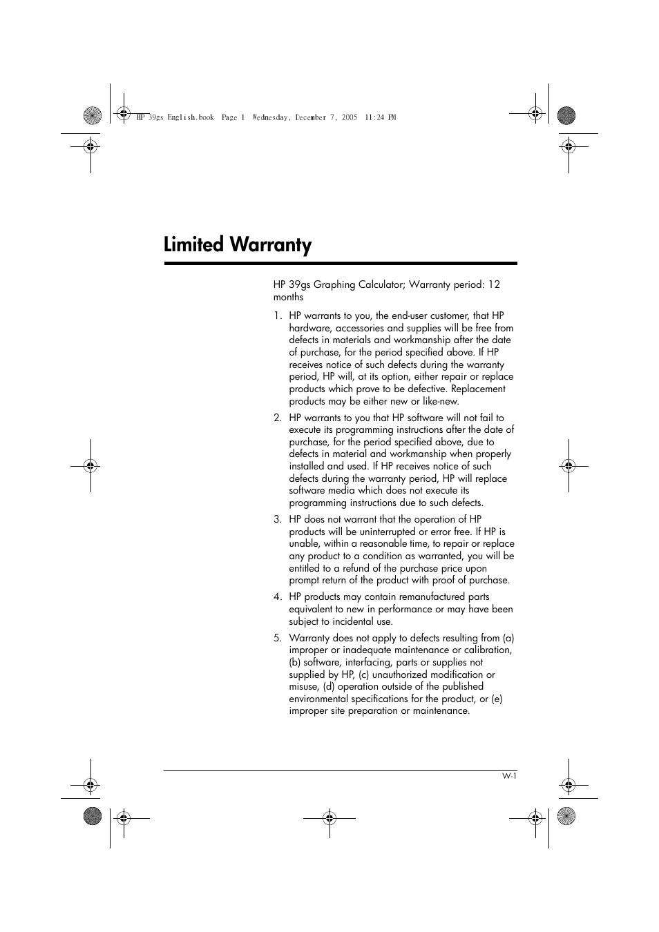 Limited warranty | HP 39gs User Manual | Page 293 / 314