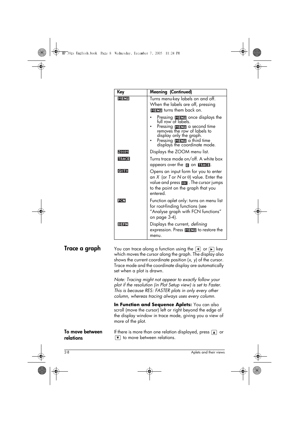 Trace a graph | HP 39gs User Manual | Page 48 / 314