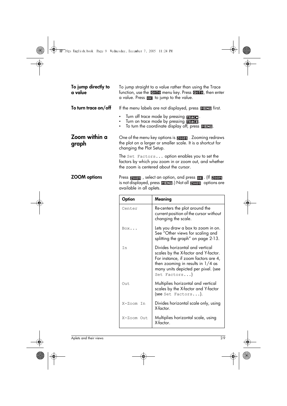 Zoom within a graph | HP 39gs User Manual | Page 49 / 314