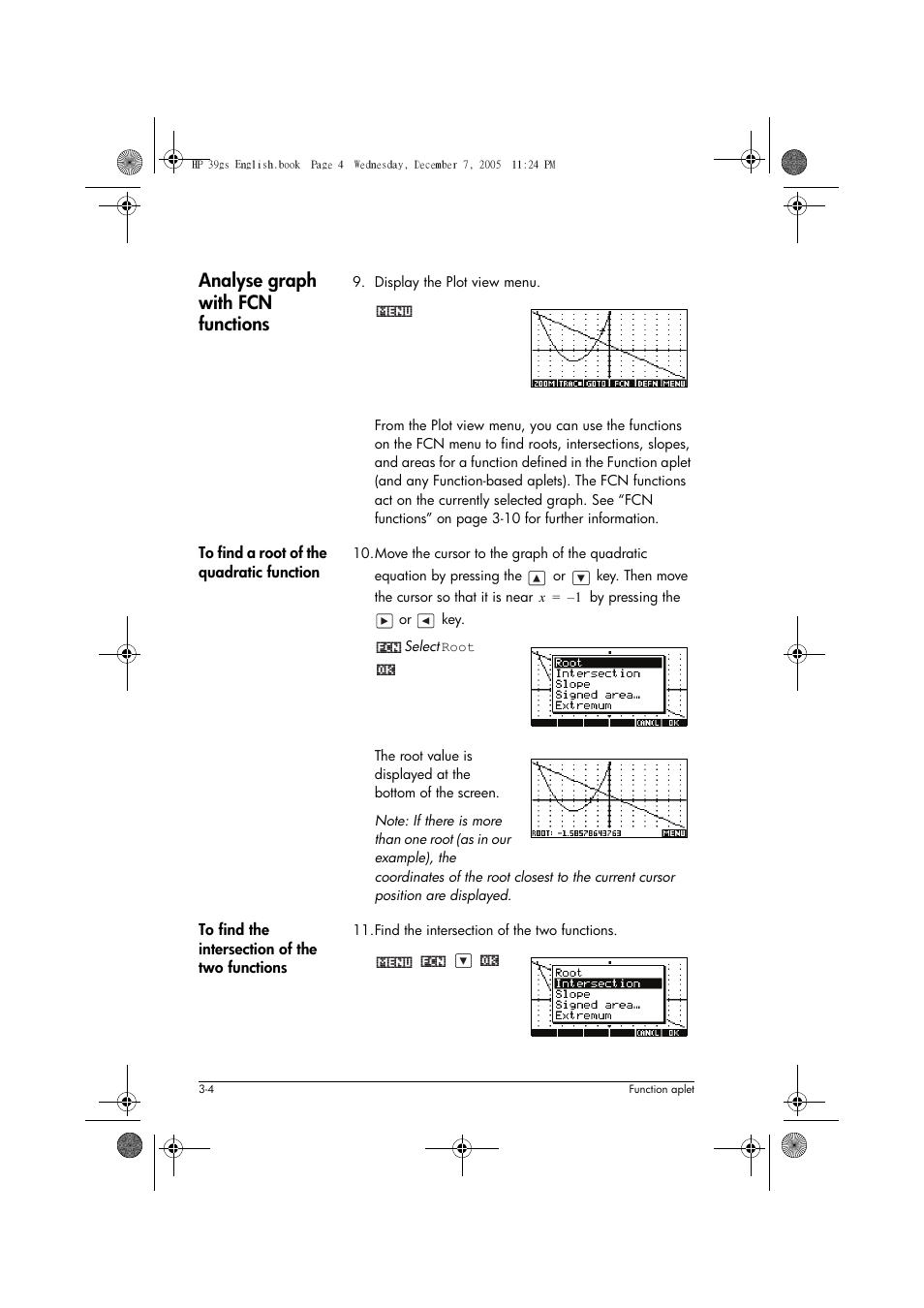 Analyse graph with fcn functions | HP 39gs User Manual | Page 66 / 314