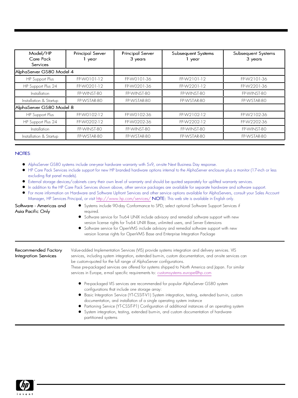 Quickspecs | HP GS80 User Manual | Page 34 / 41