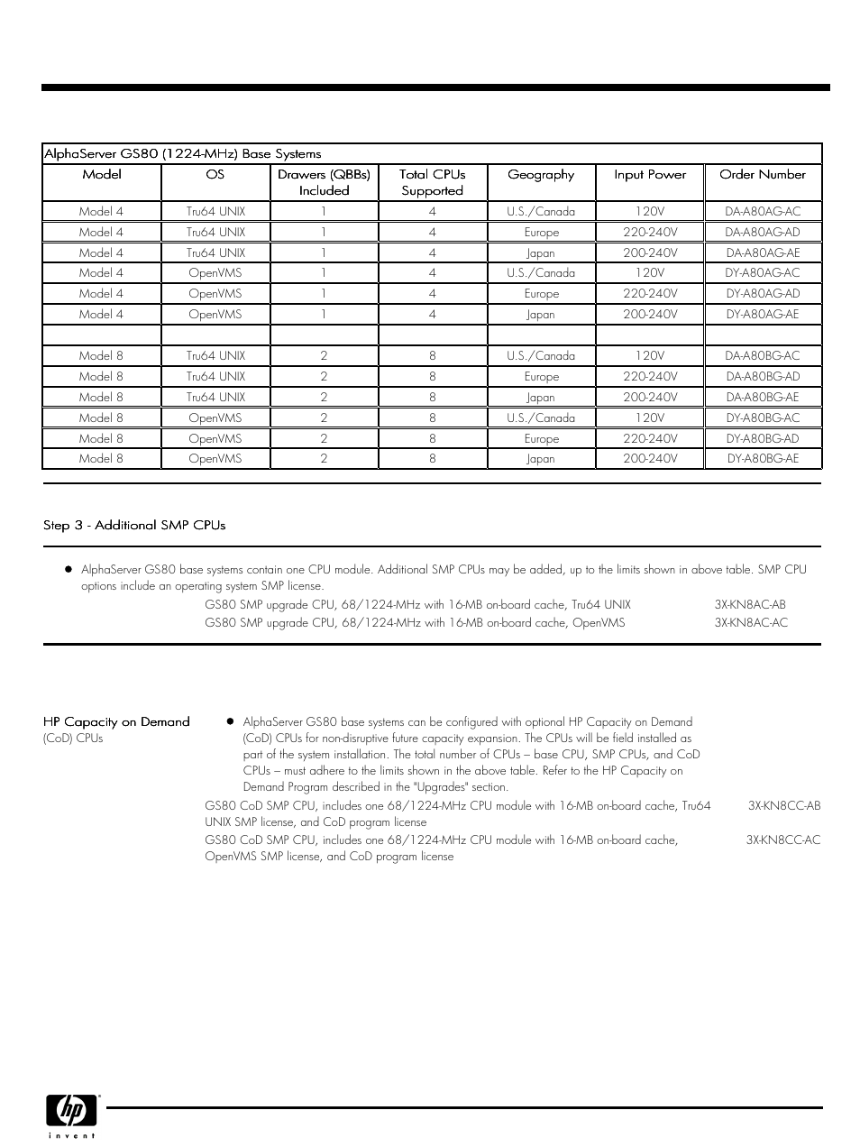 Quickspecs | HP GS80 User Manual | Page 5 / 41