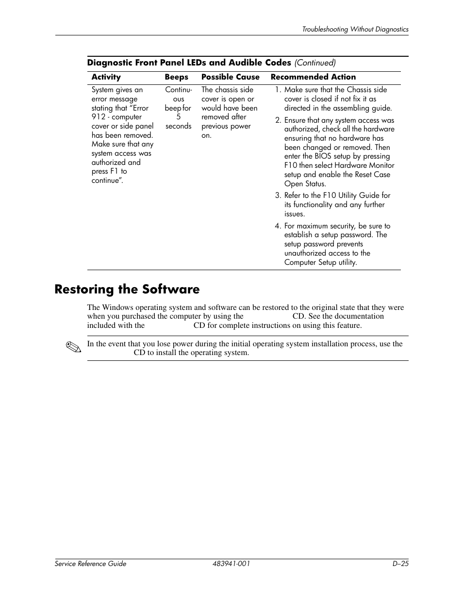 Restoring the software | HP COMPAQ DX2718 MT User Manual | Page 105 / 107