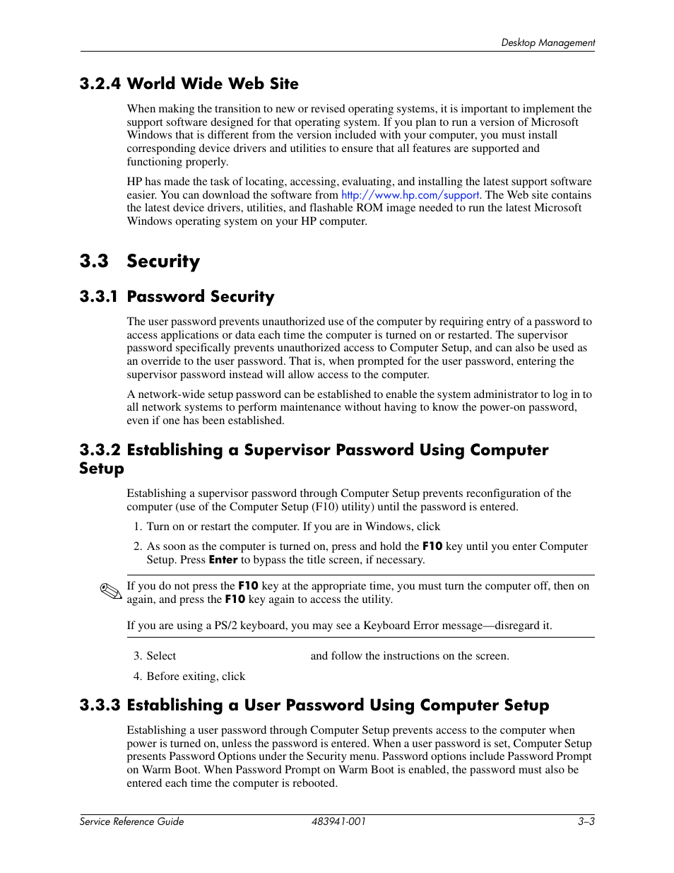 3 security, 4 world wide web site –3 | HP COMPAQ DX2718 MT User Manual | Page 22 / 107