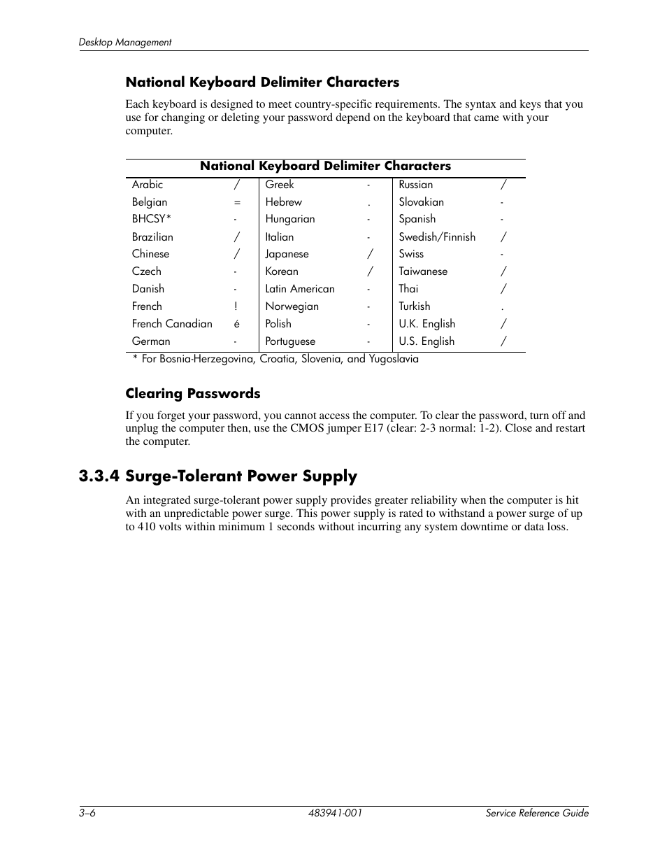 4 surge-tolerant power supply –6, 4 surge-tolerant power supply | HP COMPAQ DX2718 MT User Manual | Page 25 / 107