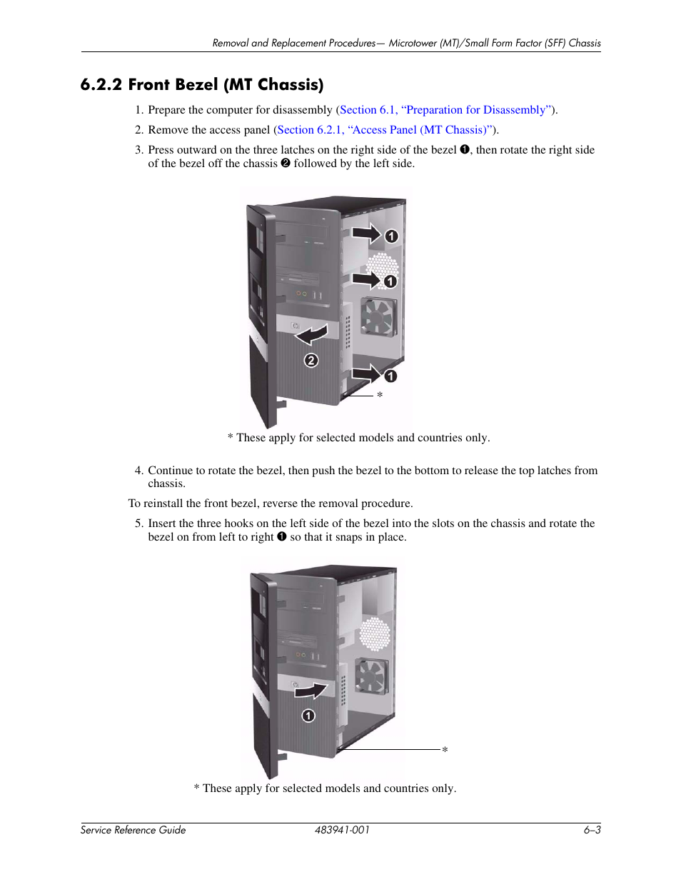 2 front bezel (mt chassis) –3, 2 front bezel (mt chassis) | HP COMPAQ DX2718 MT User Manual | Page 39 / 107