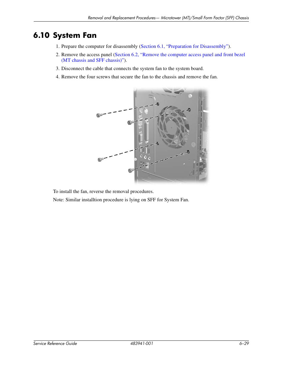 10 system fan, 10 system fan –29 | HP COMPAQ DX2718 MT User Manual | Page 65 / 107