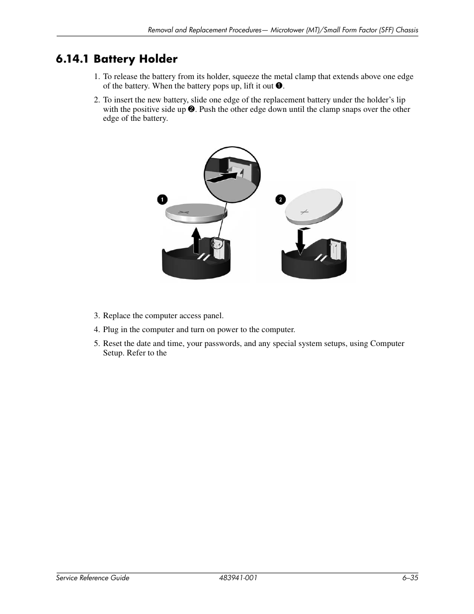 1 battery holder –35, 1 battery holder | HP COMPAQ DX2718 MT User Manual | Page 71 / 107