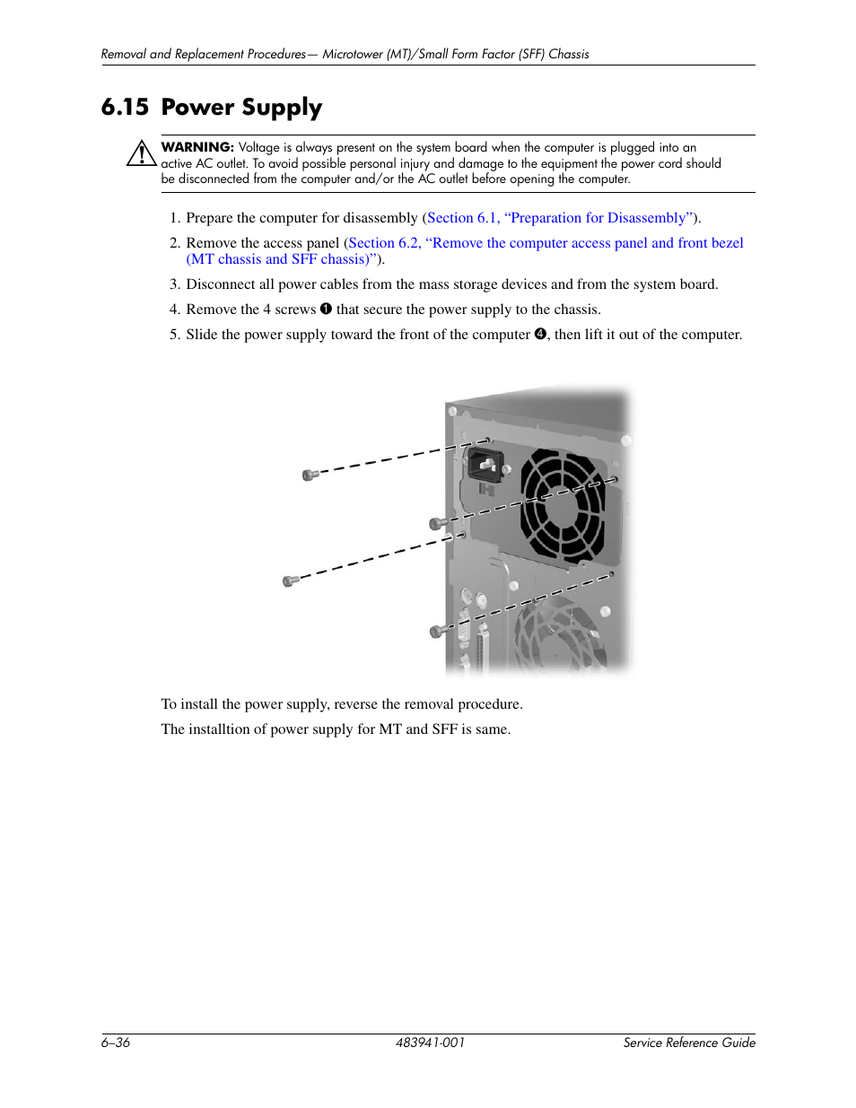 15 power supply, 15 power supply –36 | HP COMPAQ DX2718 MT User Manual | Page 72 / 107