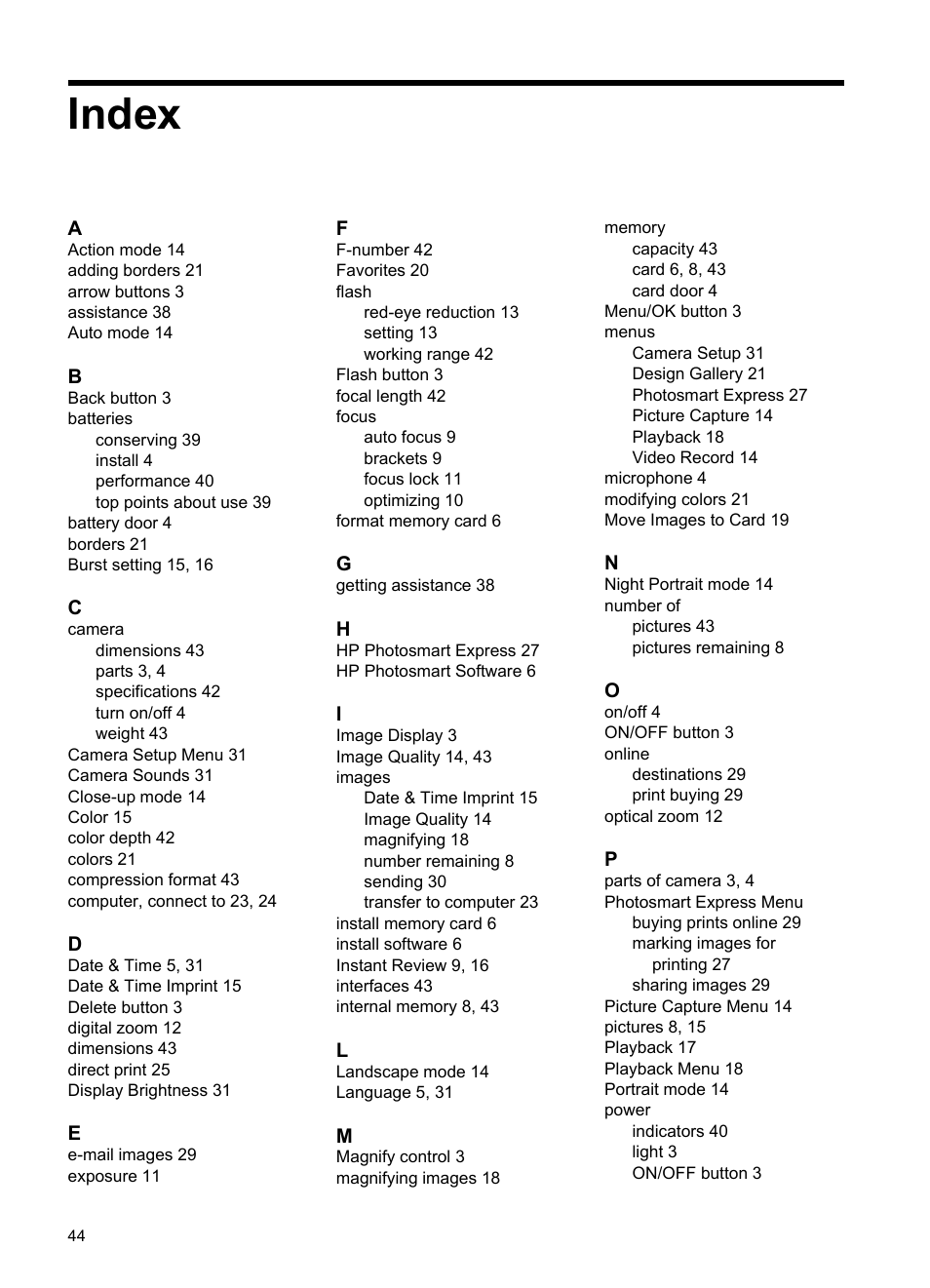 Index | HP M540 Series User Manual | Page 46 / 48