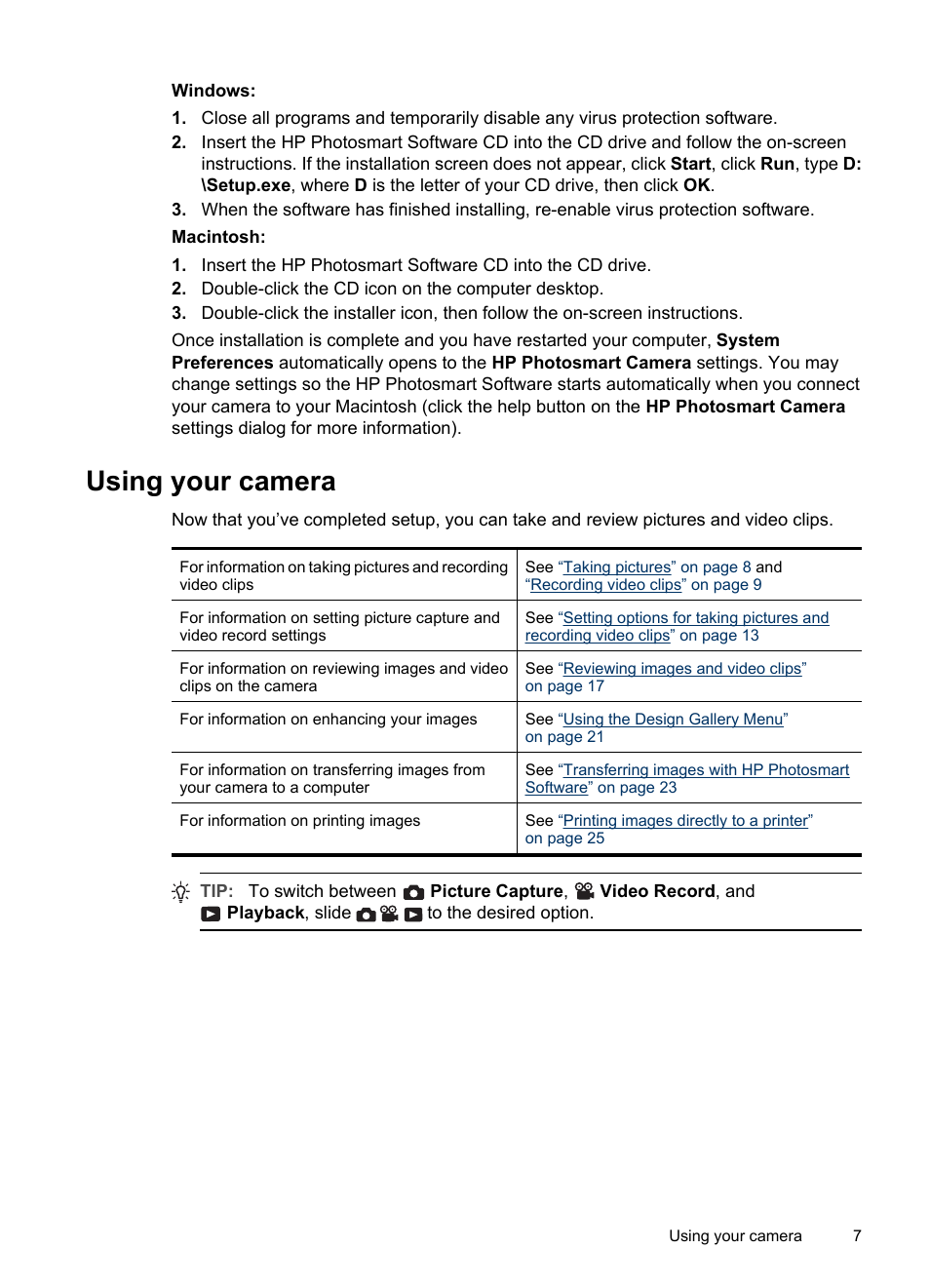 Using your camera | HP M540 Series User Manual | Page 9 / 48