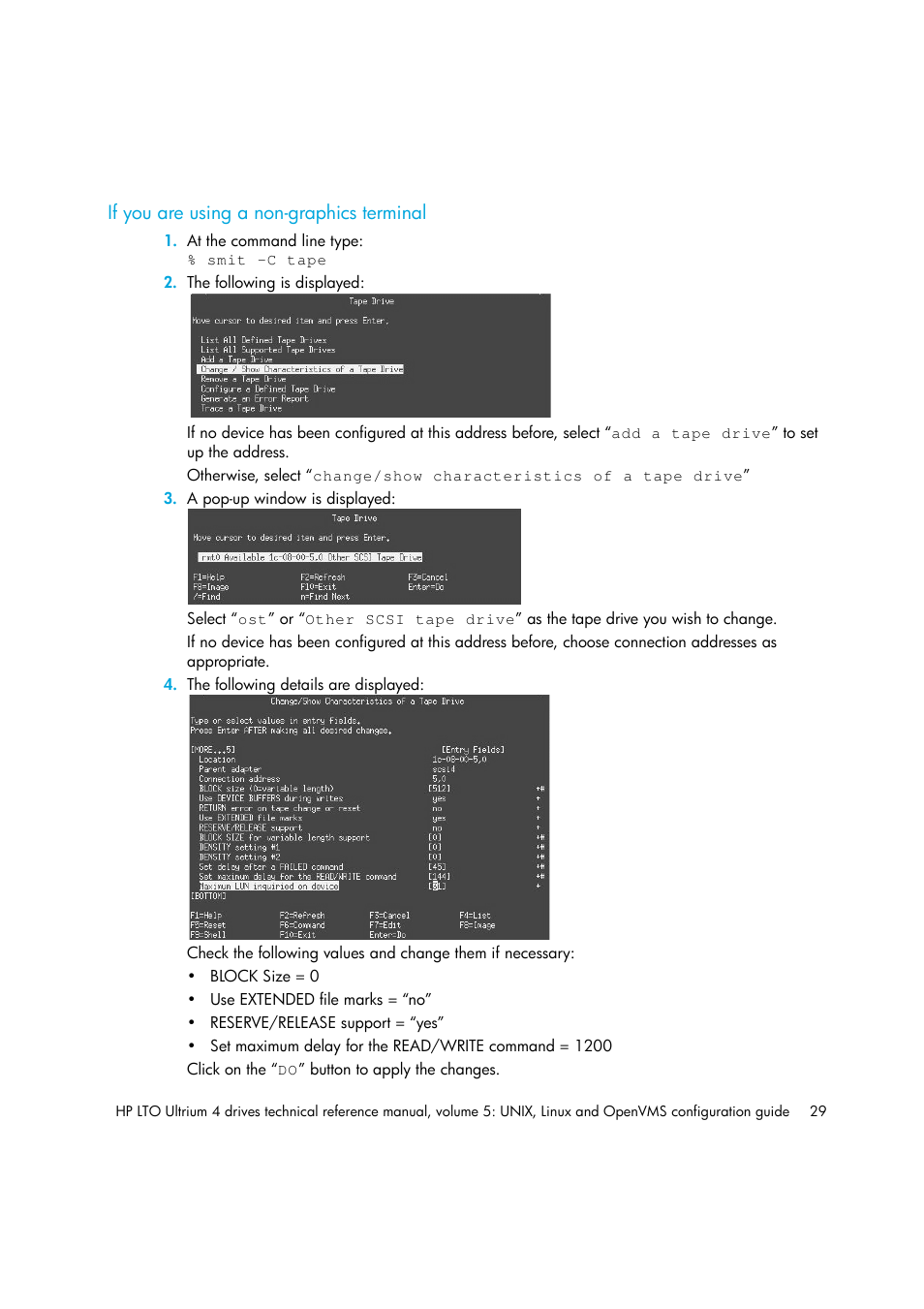 If you are using a non-graphics terminal | HP LTO 4 SAS User Manual | Page 31 / 46