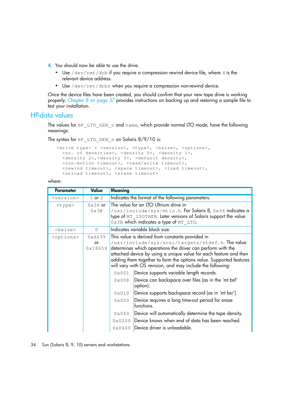 Hp-data values | HP LTO 4 SAS User Manual | Page 36 / 46