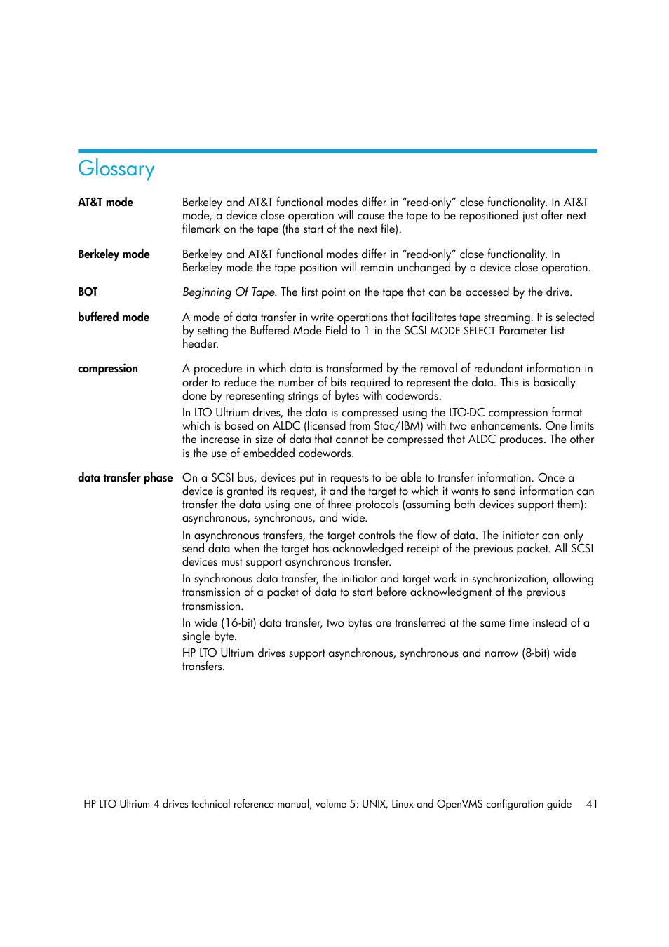 Glossary | HP LTO 4 SAS User Manual | Page 43 / 46