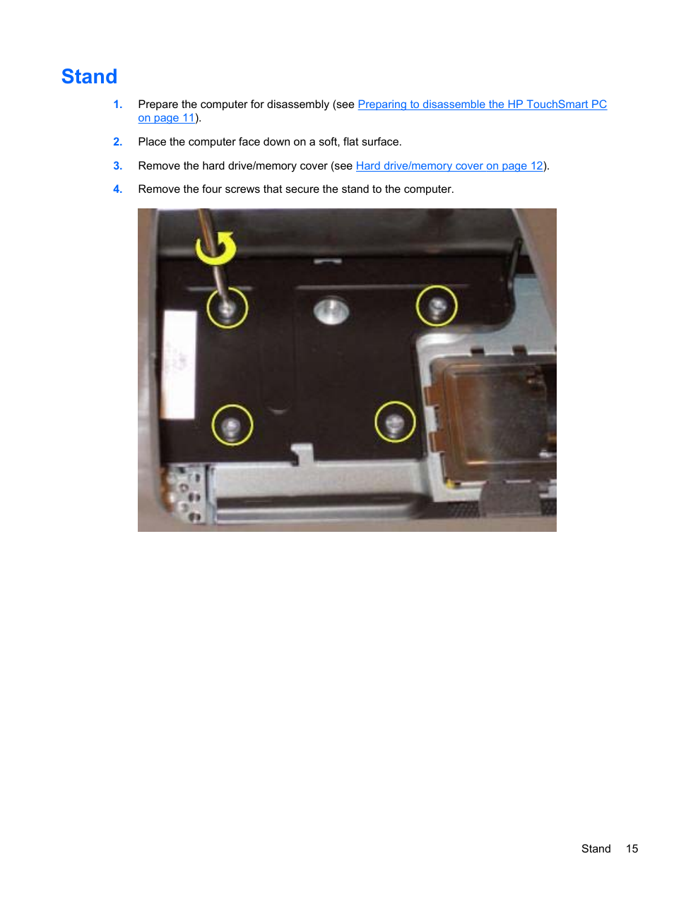 Stand | HP TOUCHSMART 9100 User Manual | Page 21 / 62
