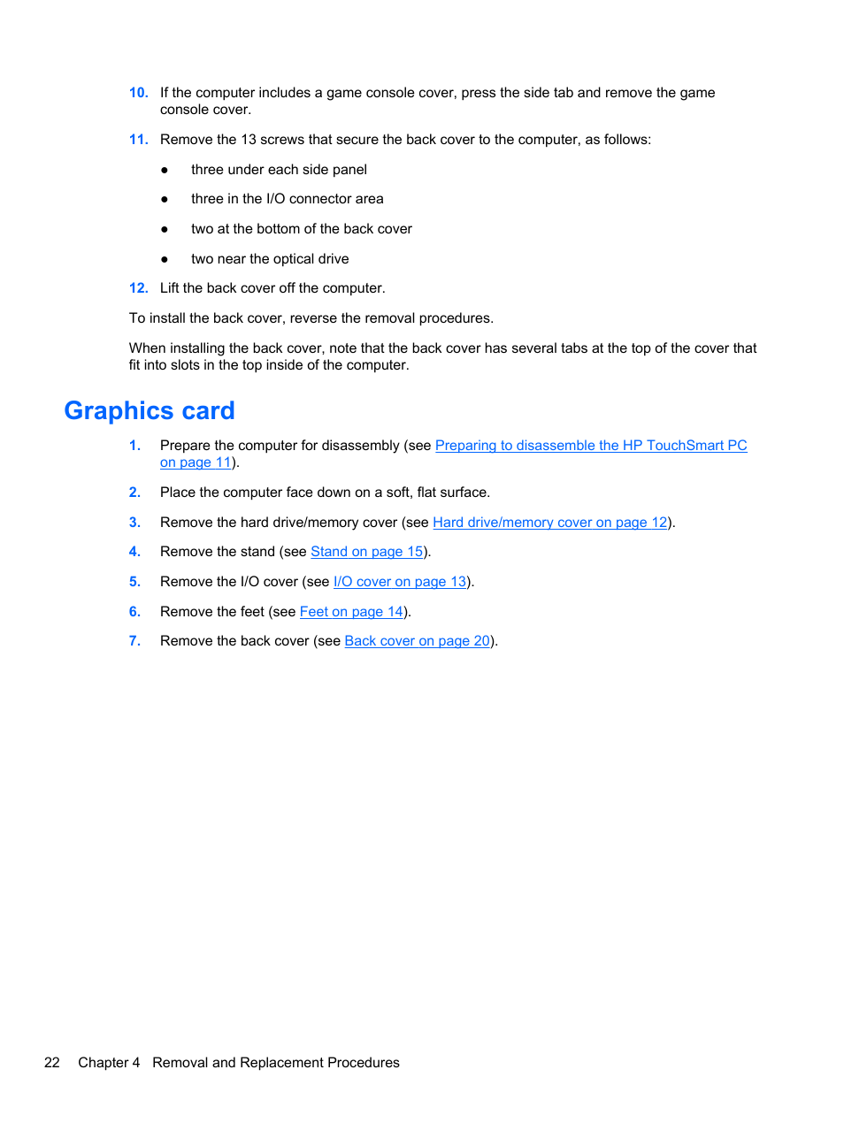 Graphics card | HP TOUCHSMART 9100 User Manual | Page 28 / 62