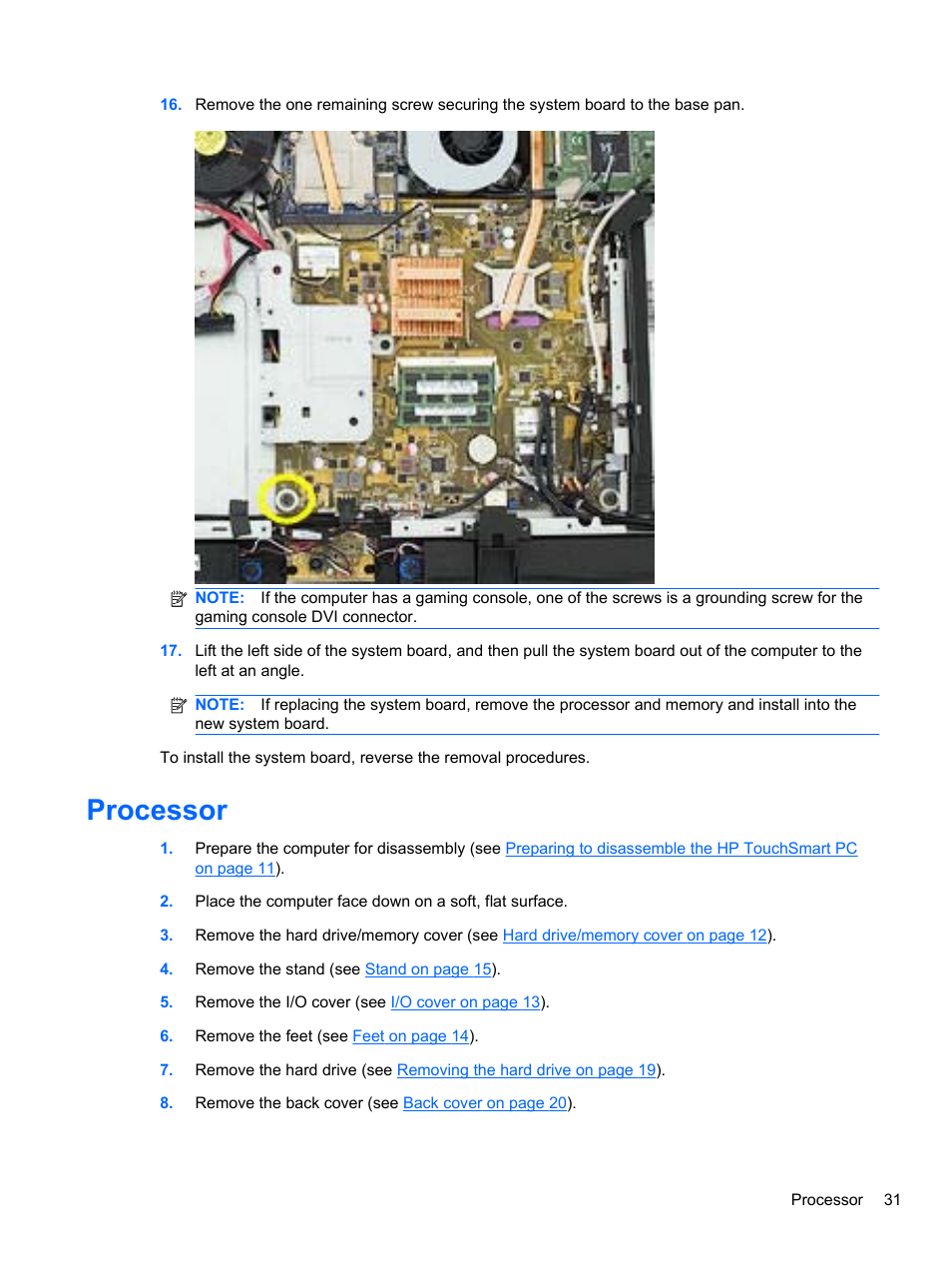 Processor | HP TOUCHSMART 9100 User Manual | Page 37 / 62