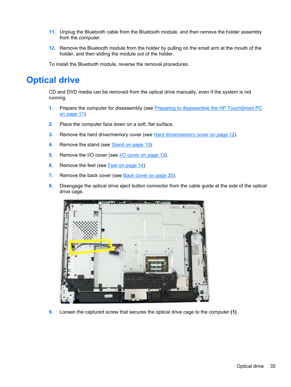 Optical drive | HP TOUCHSMART 9100 User Manual | Page 41 / 62