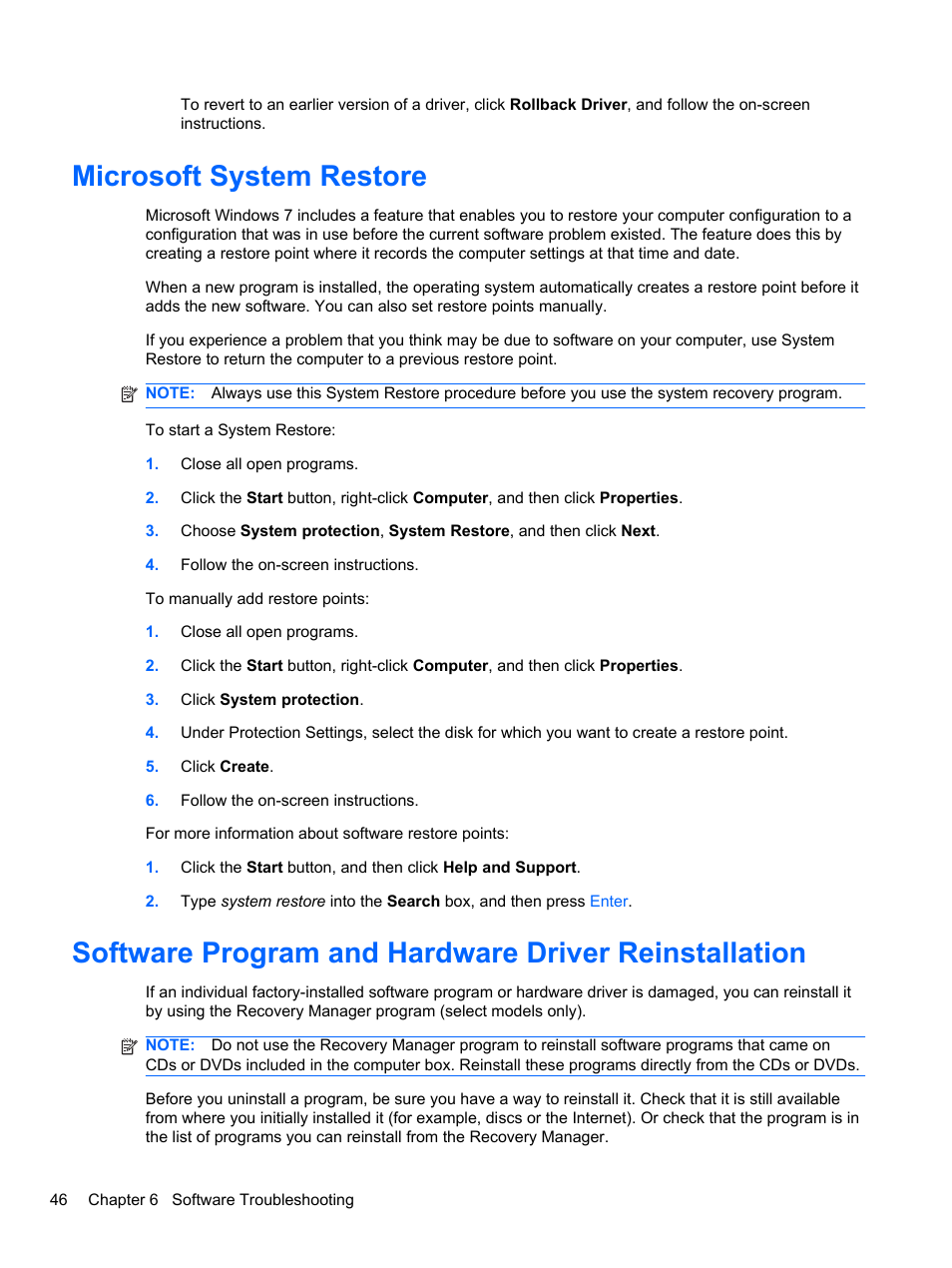 Microsoft system restore | HP TOUCHSMART 9100 User Manual | Page 52 / 62