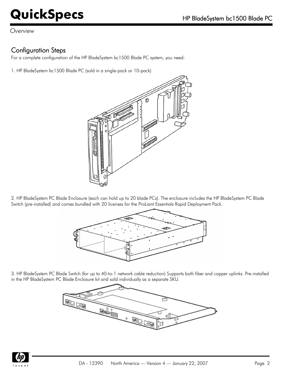 Quickspecs | HP BC1500 User Manual | Page 2 / 13