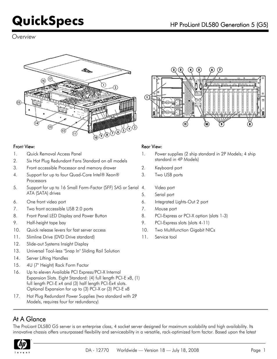 HP Proliant DL580 User Manual | 53 pages