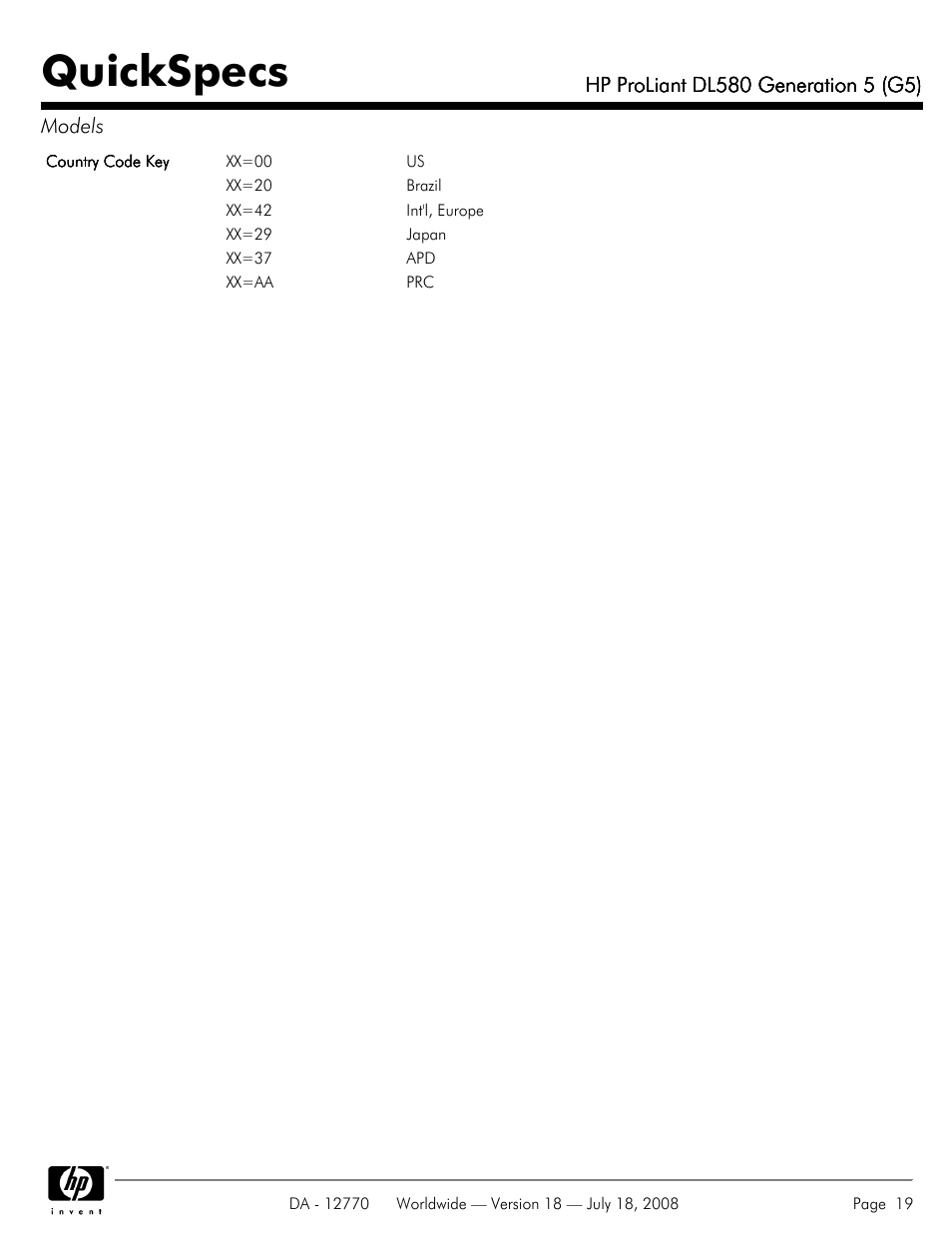 Quickspecs | HP Proliant DL580 User Manual | Page 19 / 53
