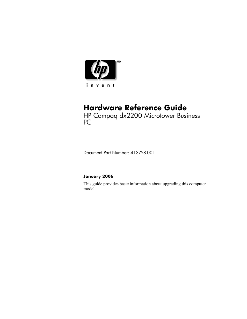 HP DX2200 User Manual | 31 pages