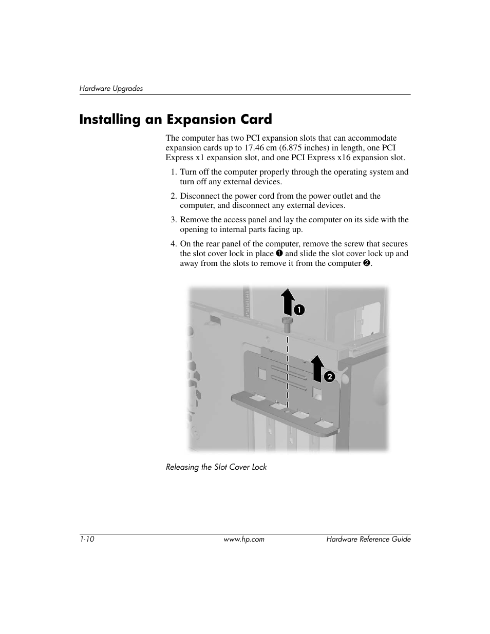 Installing an expansion card, Installing an expansion card –10 | HP DX2200 User Manual | Page 14 / 31