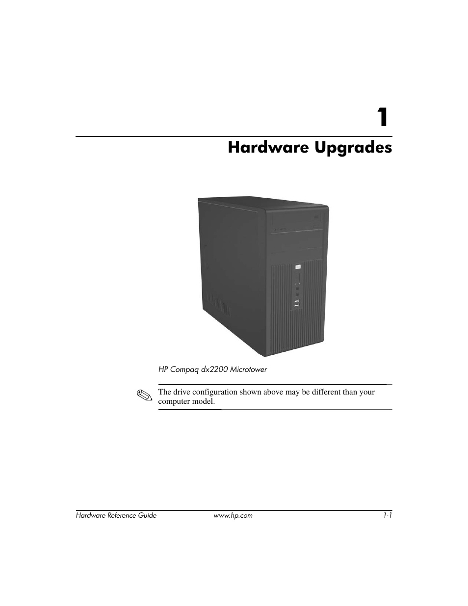 Hardware upgrades, 1 hardware upgrades | HP DX2200 User Manual | Page 5 / 31