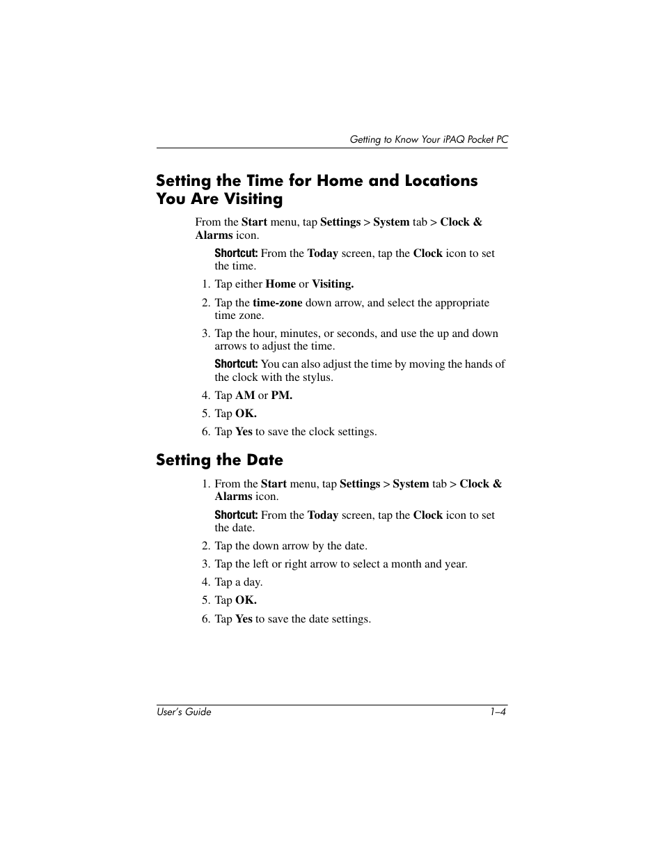 Setting the date | HP iPAQ hx2000 User Manual | Page 12 / 168