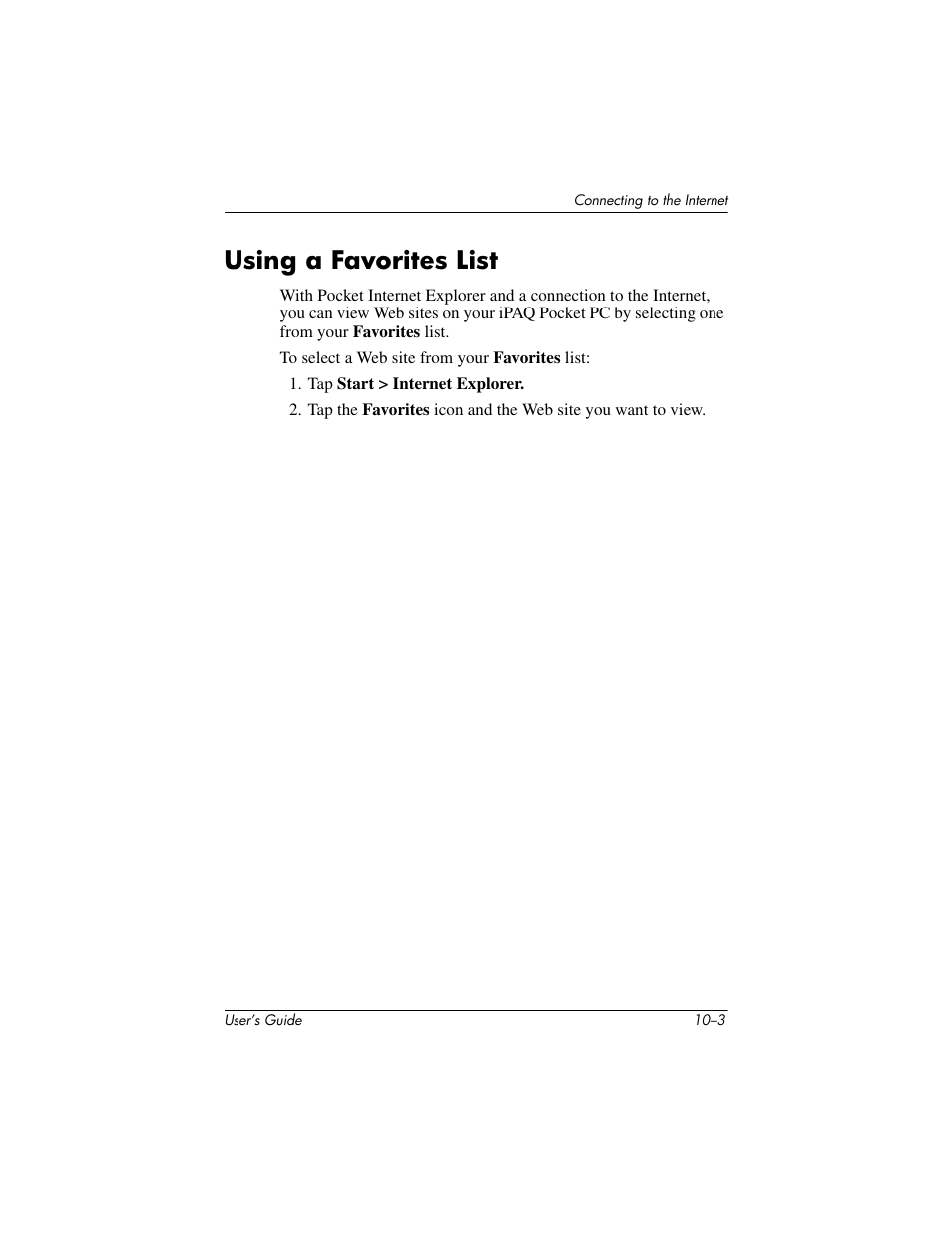 Using a favorites list, Using a favorites list –3 | HP iPAQ hx2000 User Manual | Page 141 / 168