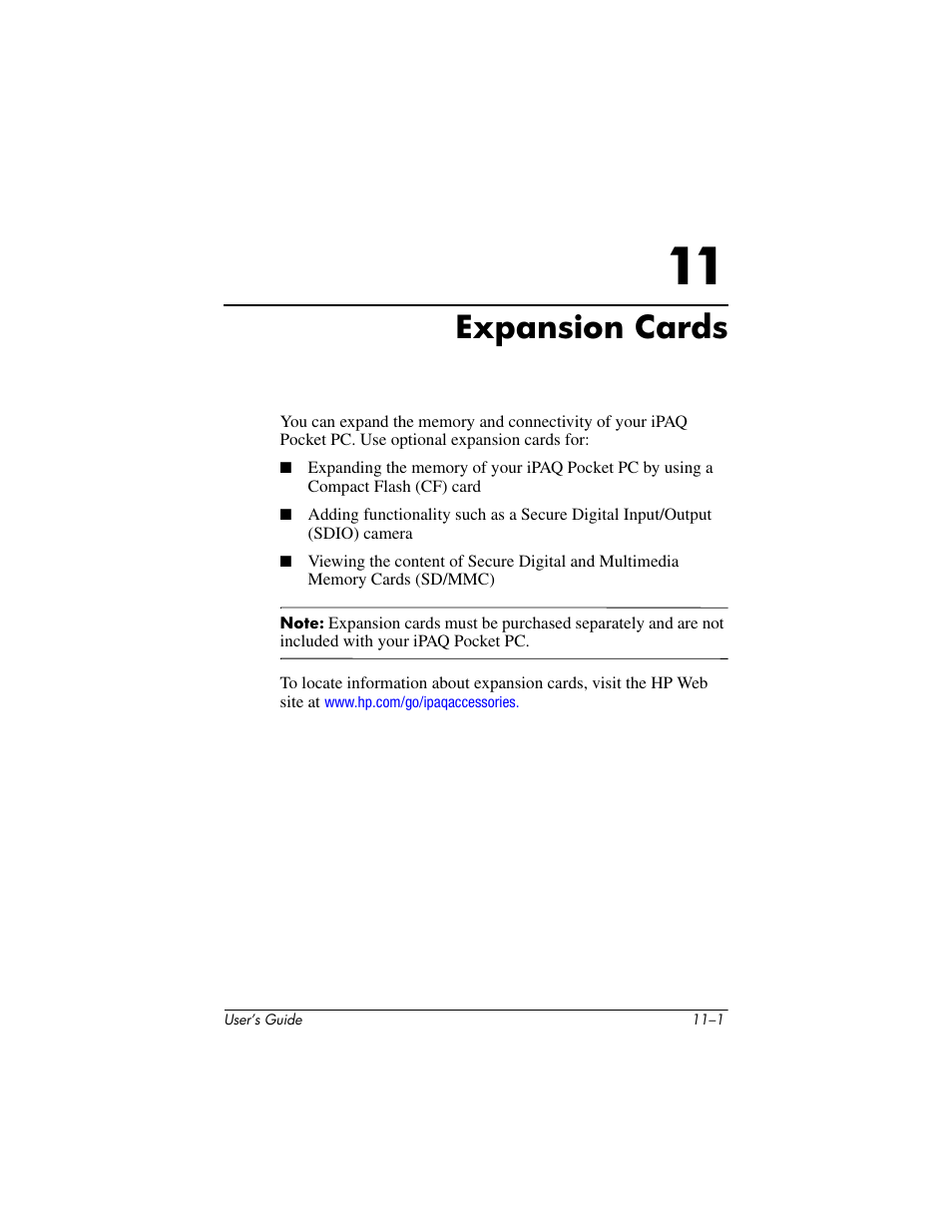 Expansion cards, 11 expansion cards | HP iPAQ hx2000 User Manual | Page 142 / 168