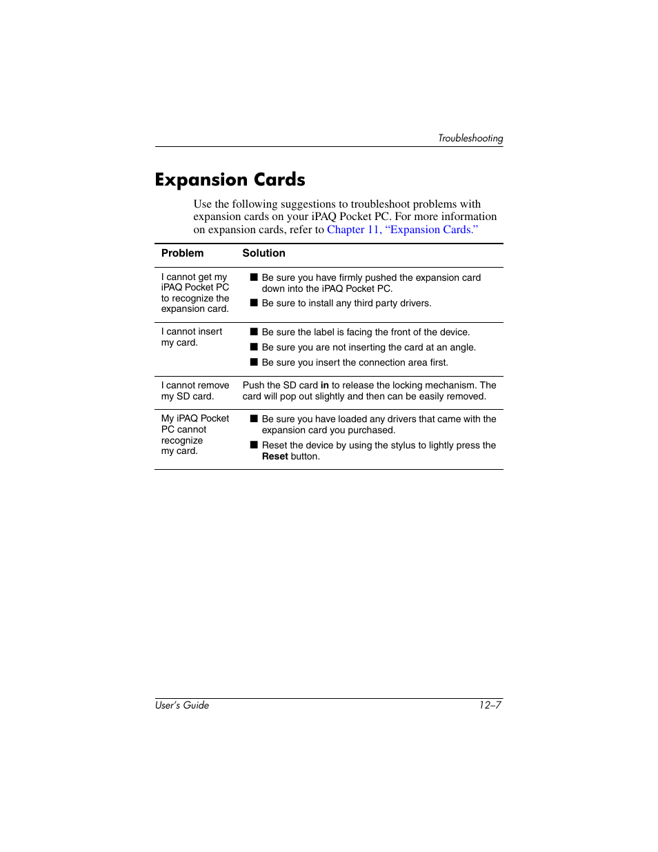 Expansion cards, Expansion cards –7 | HP iPAQ hx2000 User Manual | Page 153 / 168